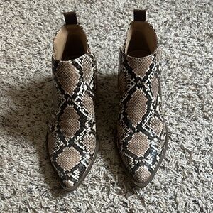 Time and Tru Cream and Black Ankle Booties